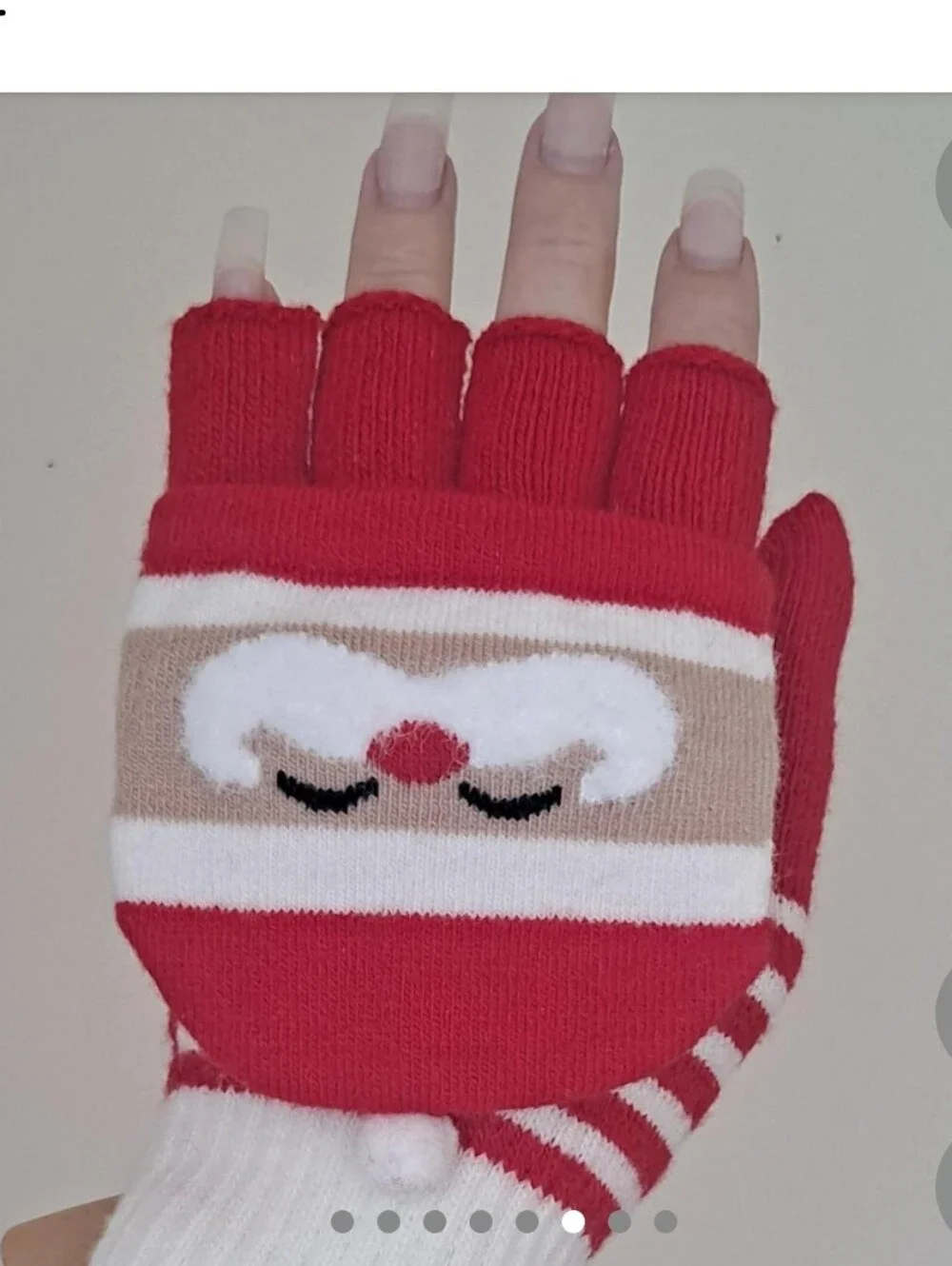 I AM Fingerless Santa Gloves Christmas Gloves Red White Striped Brand New